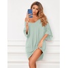 Ekouaer Nightgowns for Women Deep V Neck Sleep Shirt Oversized Night Shirt(Light Green)