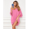 Ekouaer Nightgowns for Women Deep V Neck Sleep Shirt Oversized Night Shirt(Light Pink)