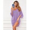 Ekouaer Nightgowns for Women Deep V Neck Sleep Shirt Oversized Night Shirt(Light Purple)