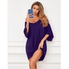 Ekouaer Nightgowns for Women Deep V Neck Sleep Shirt Oversized Night Shirt(Purple)