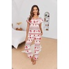 Ekouaer Pajamas for Women Set 2 Piece Comfy Loungewear, Lightweight Pjs Sleepwear, Short Sleeve Top & Long Pants with Pockets(Christmas)