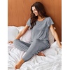 Ekouaer Pajamas for Women Set 2 Piece Comfy Loungewear, Lightweight Pjs Sleepwear, Short Sleeve Top & Long Pants with Pockets(Dark Gray)