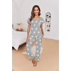Ekouaer Pajamas for Women Set 2 Piece Comfy Loungewear, Lightweight Pjs Sleepwear, Short Sleeve Top & Long Pants with Pockets(Light Gray Stars)