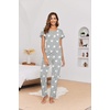 Ekouaer Pajamas for Women Set 2 Piece Comfy Loungewear, Lightweight Pjs Sleepwear, Short Sleeve Top & Long Pants with Pockets(Light Gray Stars)
