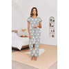 Ekouaer Pajamas for Women Set 2 Piece Comfy Loungewear, Lightweight Pjs Sleepwear, Short Sleeve Top & Long Pants with Pockets(Light Gray Stars)