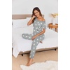 Ekouaer Pajamas for Women Set 2 Piece Comfy Loungewear, Lightweight Pjs Sleepwear, Short Sleeve Top & Long Pants with Pockets(Light Gray Stars)
