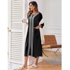 Ekouaer Robes For Women Zipper Front 3/4 Sleeve Housecoats with Pockets(Black)
