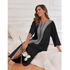 Ekouaer Robes For Women Zipper Front 3/4 Sleeve Housecoats with Pockets(Black)