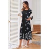 Ekouaer Robes For Women Zipper Front 3/4 Sleeve Housecoats with Pockets(Black Butterfly)