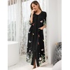 Ekouaer Robes For Women Zipper Front 3/4 Sleeve Housecoats with Pockets(Black Floral)
