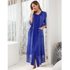 Ekouaer Robes For Women Zipper Front 3/4 Sleeve Housecoats with Pockets(Blue Floral)