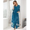 Ekouaer Robes For Women Zipper Front 3/4 Sleeve Housecoats with Pockets(Blue Flower)
