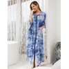 Ekouaer Robes For Women Zipper Front 3/4 Sleeve Housecoats with Pockets(Dark Blue Tie Dye)