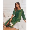Ekouaer Robes For Women Zipper Front 3/4 Sleeve Housecoats with Pockets(Green Floral)
