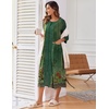 Ekouaer Robes For Women Zipper Front 3/4 Sleeve Housecoats with Pockets(Green Floral)