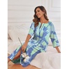 Ekouaer Robes For Women Zipper Front 3/4 Sleeve Housecoats with Pockets(Green Tie Dye)