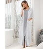 Ekouaer Robes For Women Zipper Front 3/4 Sleeve Housecoats with Pockets(Grey White Stripe)