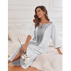 Ekouaer Robes For Women Zipper Front 3/4 Sleeve Housecoats with Pockets(Grey White Stripe)