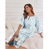 Ekouaer Robes For Women Zipper Front 3/4 Sleeve Housecoats with Pockets(Light Blue Flower)
