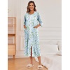 Ekouaer Robes For Women Zipper Front 3/4 Sleeve Housecoats with Pockets(Light Blue Flower)