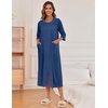 Ekouaer Robes For Women Zipper Front 3/4 Sleeve Housecoats with Pockets(Navy)