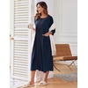 Ekouaer Robes For Women Zipper Front 3/4 Sleeve Housecoats with Pockets(Navy Blue)