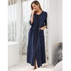 Ekouaer Robes For Women Zipper Front 3/4 Sleeve Housecoats with Pockets(Navy Blue)