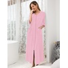 Ekouaer Robes For Women Zipper Front 3/4 Sleeve Housecoats with Pockets(Pink Rose)