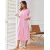Ekouaer Robes For Women Zipper Front 3/4 Sleeve Housecoats with Pockets(Pink Rose)