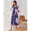Ekouaer Robes For Women Zipper Front 3/4 Sleeve Housecoats with Pockets(Purple Tie Dye)