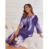 Ekouaer Robes For Women Zipper Front 3/4 Sleeve Housecoats with Pockets(Purple Tie Dye)