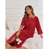 Ekouaer Robes For Women Zipper Front 3/4 Sleeve Housecoats with Pockets(Red)