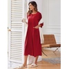 Ekouaer Robes For Women Zipper Front 3/4 Sleeve Housecoats with Pockets(Red)