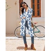 Ekouaer Robes for Women Waffle Knit Kimono Bathrobe Loungewear with Pockets(Blue Floral)