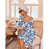Ekouaer Robes for Women Waffle Knit Kimono Bathrobe Loungewear with Pockets(Blue Floral)