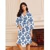 Ekouaer Robes for Women Waffle Knit Kimono Bathrobe Loungewear with Pockets(Blue Floral)