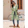 Ekouaer Robes for Women Waffle Knit Kimono Bathrobe Loungewear with Pockets(Floral Green)