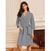 Ekouaer Robes for Women Waffle Knit Kimono Bathrobe Loungewear with Pockets(Grey)