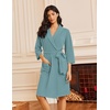 Ekouaer Robes for Women Waffle Knit Kimono Bathrobe Loungewear with Pockets(Light Green)