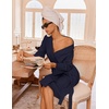 Ekouaer Robes for Women Waffle Knit Kimono Bathrobe Loungewear with Pockets(Navy Blue)