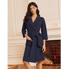 Ekouaer Robes for Women Waffle Knit Kimono Bathrobe Loungewear with Pockets(Navy Blue)