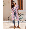 Ekouaer Robes for Women Waffle Knit Kimono Bathrobe Loungewear with Pockets(Pink Leopard)