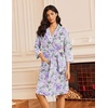 Ekouaer Robes for Women Waffle Knit Kimono Bathrobe Loungewear with Pockets(Purple Butterfly Floral)