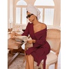Ekouaer Robes for Women Waffle Knit Kimono Bathrobe Loungewear with Pockets(Red)