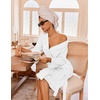 Ekouaer Robes for Women Waffle Knit Kimono Bathrobe Loungewear with Pockets(White)