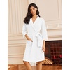 Ekouaer Robes for Women Waffle Knit Kimono Bathrobe Loungewear with Pockets(White)