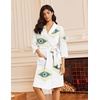 Ekouaer Robes for Women Waffle Knit Kimono Bathrobe Loungewear with Pockets(White Blue Eye Print)