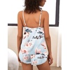 Ekouaer Silk Pajama Set for Women 2 Piece Silky Lace Lingerie Shorts Set(03-flower)