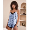 Ekouaer Silk Pajama Set for Women 2 Piece Silky Lace Lingerie Shorts Set(Blue Butterfly)