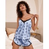 Ekouaer Silk Pajama Set for Women 2 Piece Silky Lace Lingerie Shorts Set(Blue Butterfly)